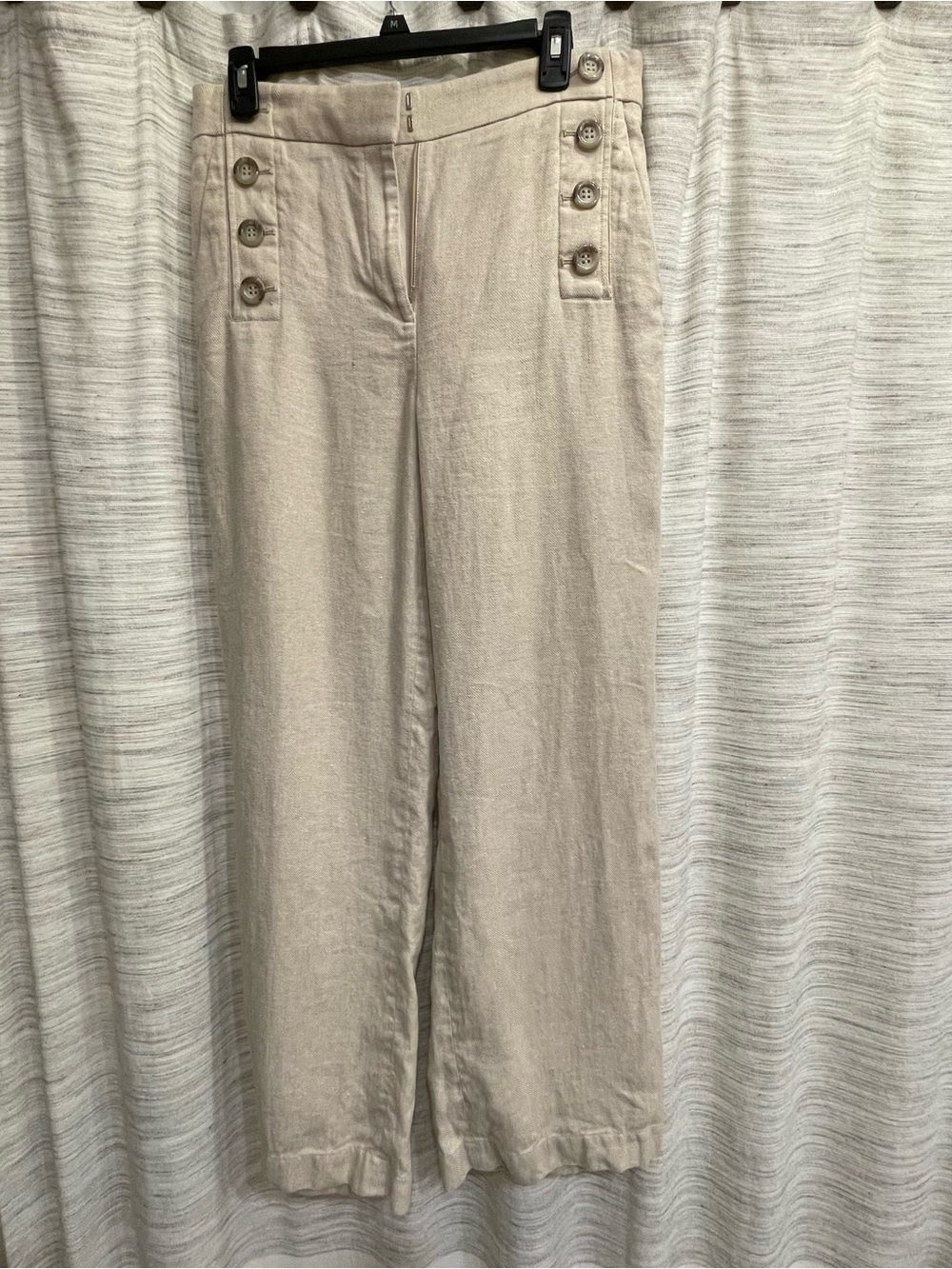 Ann Taylor Linen-Blend Wide-Leg Pants in Beige